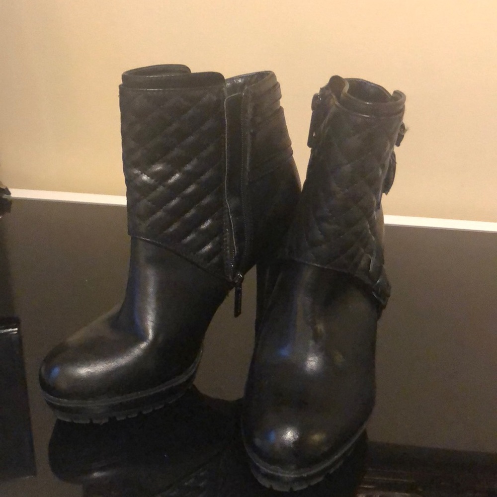 Nine West Platform Booties Black Leather